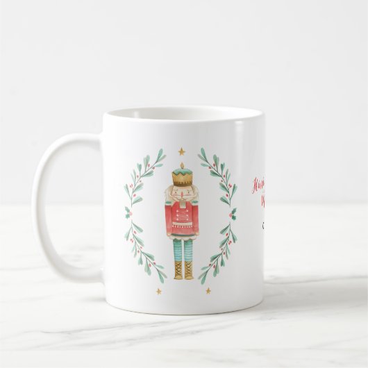 くるみ割り水色植物性かわいいクリスマス コーヒーマグカップ (左)