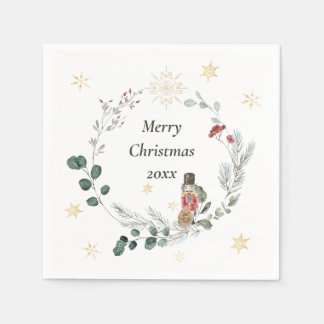 くるみ割り水色植物性かわいいクリスマス スタンダードカクテルナプキン