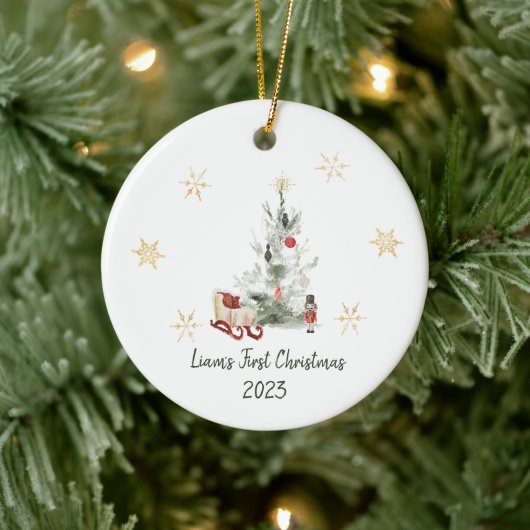 くるみ割り水色植物性かわいいクリスマス セラミックオーナメント (ツリー)