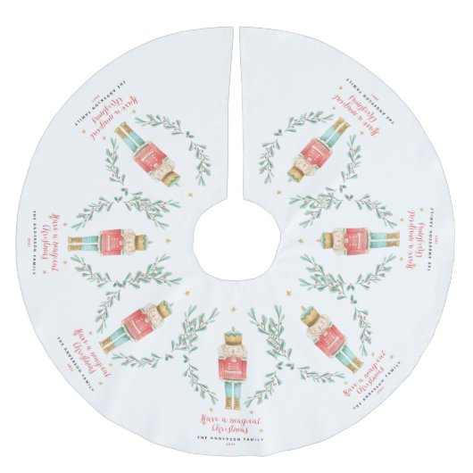 くるみ割り水色植物性かわいいクリスマス ブラッシュドポリエステルツリースカート (正面)