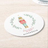 くるみ割り水色植物性かわいいクリスマス ラウンドペーパーコースター (アングル)