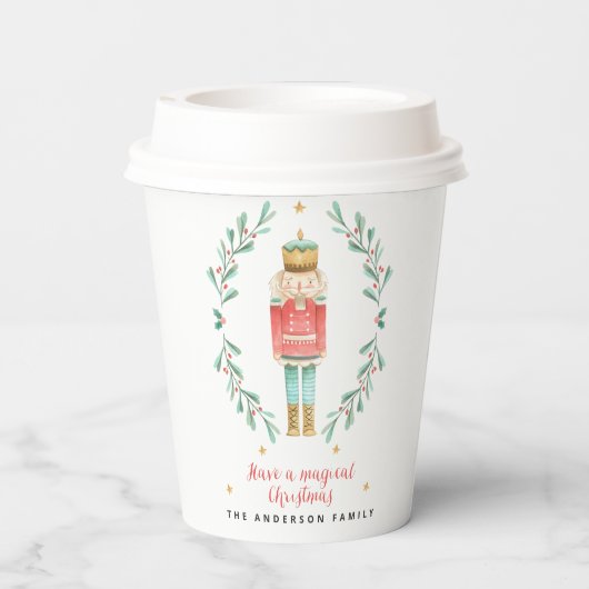 くるみ割り水色植物性かわいいクリスマス 紙コップ (裏面)