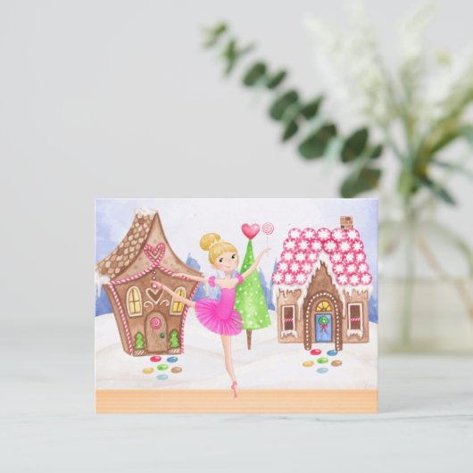 くるみ割り砂糖プラム妖精バレエのクリスマス シーズンポストカード (スタンド正面)