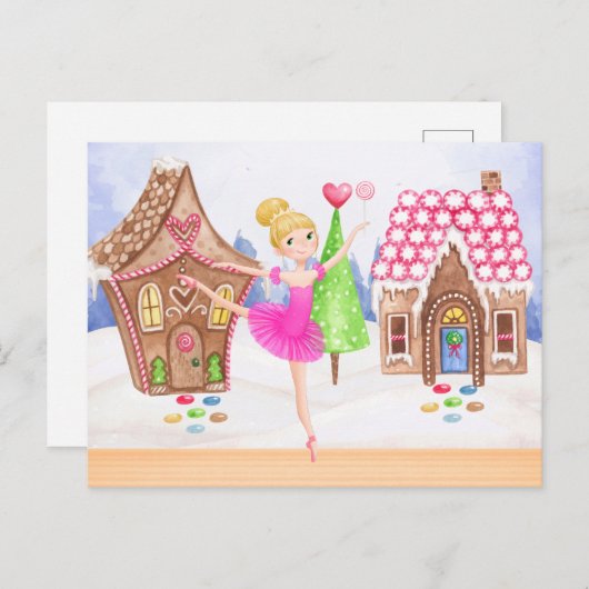 くるみ割り砂糖プラム妖精バレエのクリスマス シーズンポストカード (正面/裏面)