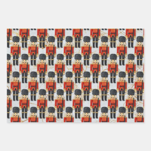 くるみ割り砂糖プラム妖精ポインセチアのクリスマス ラッピングペーパーシート (正面3)