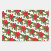 くるみ割り砂糖プラム妖精ポインセチアのクリスマス ラッピングペーパーシート (正面)