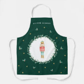 くるみ割り緑色の植物性かわいいクリスマス エプロン (正面)
