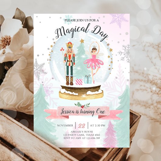 くるみ割り誕生日ガールランドオブスイーツフェアリーピンク 招待状