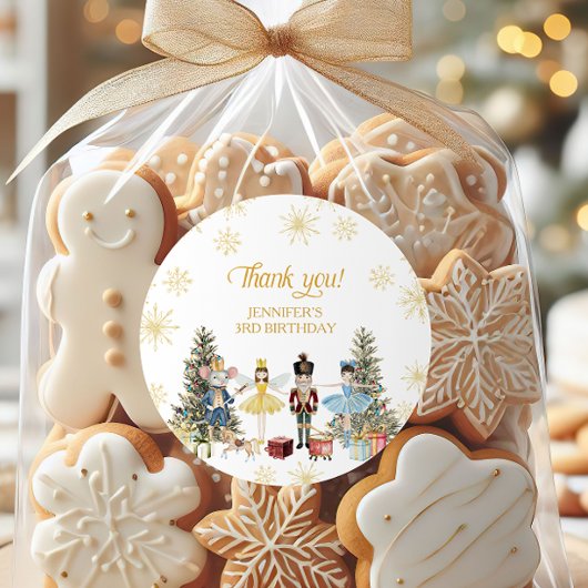 くるみ割り誕生日パーティーありがとう ラウンドシール