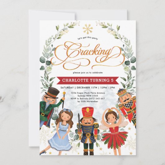 くるみ割り誕生日パーティー割れを取ろう 招待状 (正面)