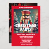 くるみ割り赤いクリスマスパーティー写真 招待状 (正面/裏面)