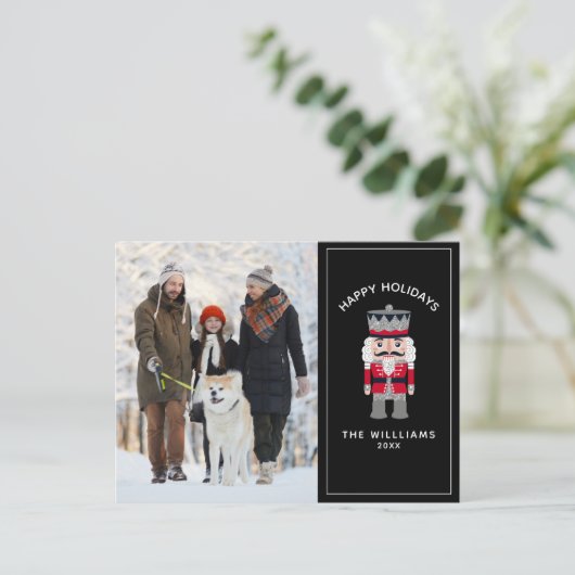 くるみ割り赤ブラッククリスマスフォトエレガント(Nutcracker Red Black Chris ポストカード (スタンド正面)