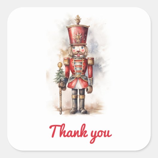 くるみ割り赤マジカル誕生日ありがとう スクエアシール (正面)