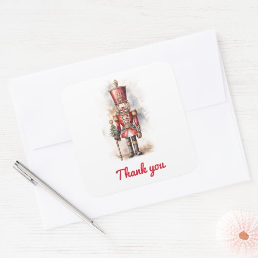 くるみ割り赤マジカル誕生日ありがとう スクエアシール (封筒)