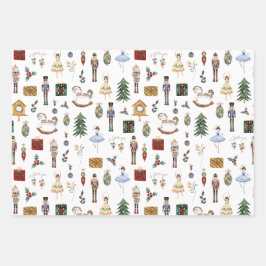 くるみ割り赤金ゴールドバレリーナ誕生日パーティー ラッピングペーパーシート