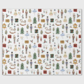 くるみ割り赤金ゴールドバレリーナ誕生日パーティー ラッピングペーパー (フラット)