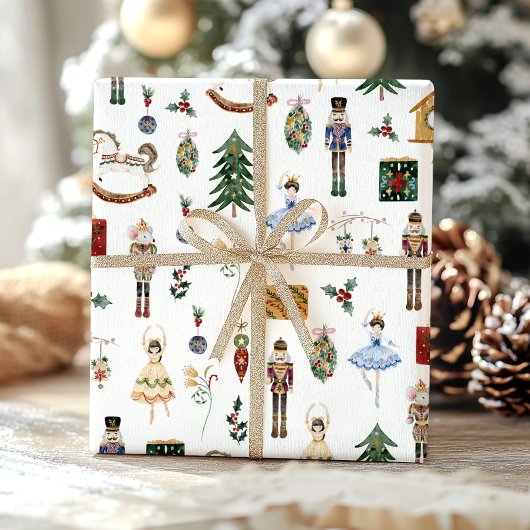 くるみ割り赤金ゴールドバレリーナ誕生日パーティー ラッピングペーパー