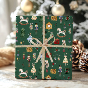 くるみ割り赤金ゴールドバレリーナ誕生日パーティー ラッピングペーパー