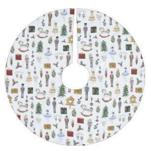 くるみ割り赤金ゴールド砂糖梅の妖精クリスマス ブラッシュドポリエステルツリースカート