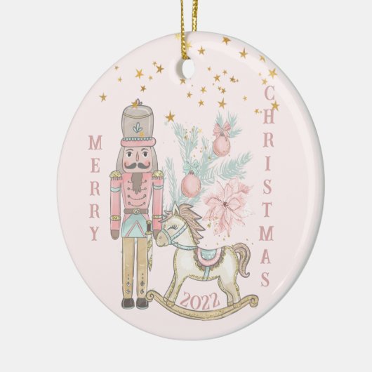 くるみ割り車のスイートと彼のロッキングホース セラミックオーナメント (左)