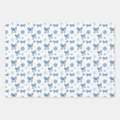 くるみ割り銀の青い弓クリスマスプレゼント ラッピングペーパーシート (正面3)