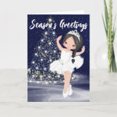 くるみ割り雪の女王バレリーナのクリスマス シーズンカード (正面)