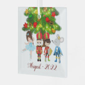 くるみ割り、クララ、マウスキングバレエクリスマス ガラスオーナメント (正面左)