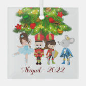 くるみ割り、クララ、マウスキングバレエクリスマス ガラスオーナメント (正面)