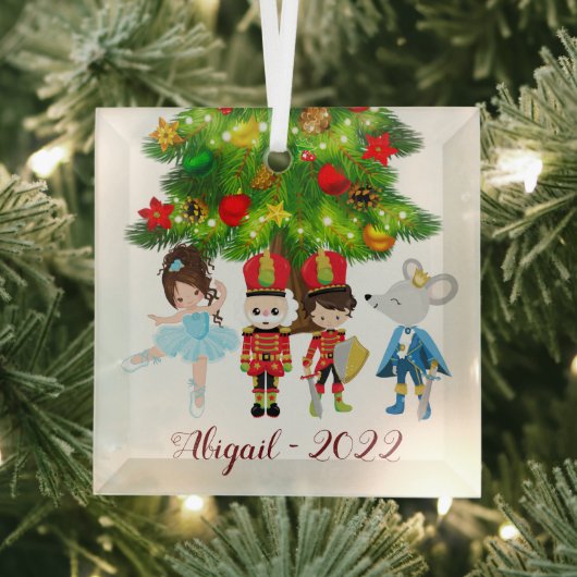 くるみ割り、クララ、マウスキングバレエクリスマス ガラスオーナメント (インサイチュ)