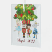 くるみ割り、クララ、兵隊、ネズミの王 ガラスオーナメント (正面左)