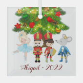 くるみ割り、クララ、兵隊、ネズミの王 ガラスオーナメント (正面)