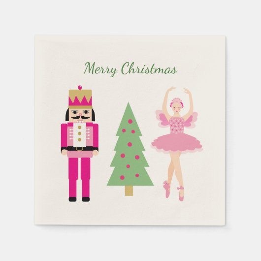 くるみ割り、クリスマスツリー、バレリーナ スタンダードカクテルナプキン (正面)