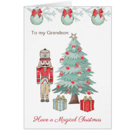 くるみ割り、クリスマスツリー、ロッキングホースカード