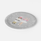 くるみ割り、バレリーナ、雪片のクリスマス ペーパープレート (アングル)