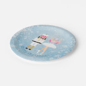 くるみ割り、バレリーナ、雪片のクリスマス ペーパープレート (アングル)