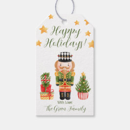 くるみ割り、贈り物、クリスマスツリーの幸せな休日 ギフトタグ