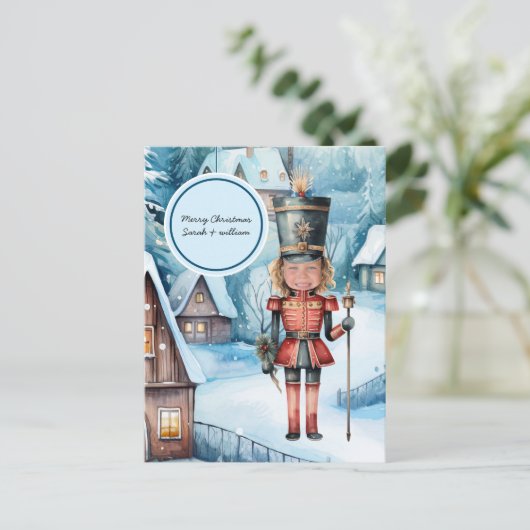 くるみ割り「顔を交換」クリスマス ポストカード (スタンド正面)