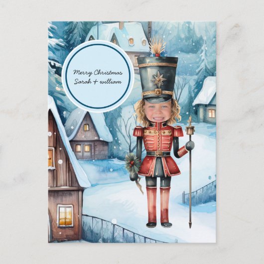 くるみ割り「顔を交換」クリスマス ポストカード (正面)