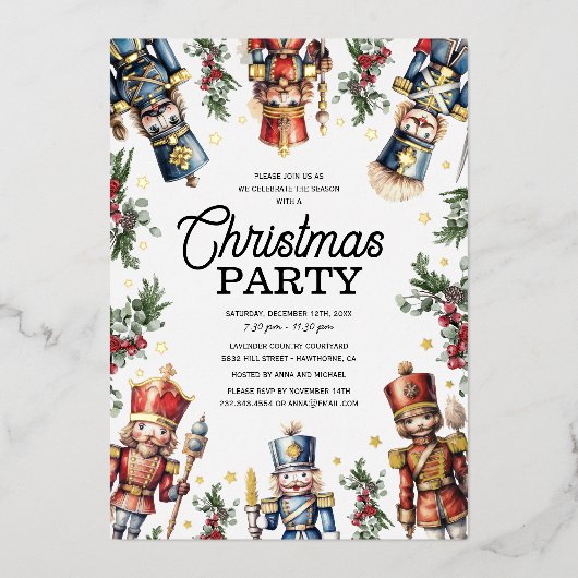 くるみ素朴割りクリスマスホリデーパーティー 箔招待状 (正面)