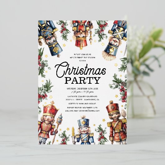 くるみ素朴割りクリスマスホリデーパーティー 箔招待状 (立ち正面)