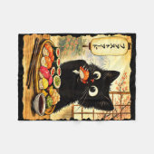 くろかわいいねこ寿司を食べる日本の食品 フリースブランケット (正面(横))