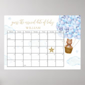 くんちゃんの誕生日予想 テディベア ブルー ベビーシャワー ポスター (正面)