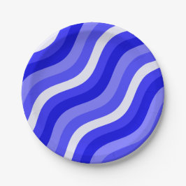 ぐらつきポップ・アートののストライプ明るい青の対角線パターン ペーパープレート