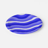 ぐらつきポップ・アートののストライプ明るい青の対角線パターン ペーパープレート (アングル)