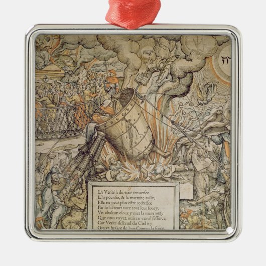 ぐらつく人種や文化などのるつぼ メタルオーナメント (正面)