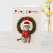 ぐるぴーねこ折りたたみクリスマスカード カード (黄色い花)