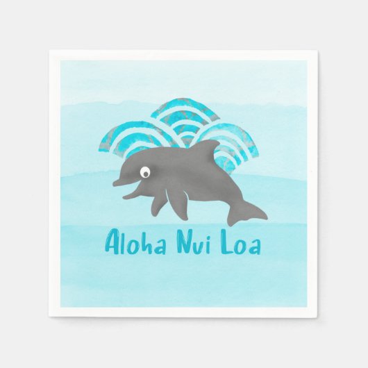 けいき水彩イルカ波技術者 スタンダードカクテルナプキン (正面)