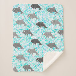 けいき水彩ドルフィンウェーブアロバー シェルパブランケット