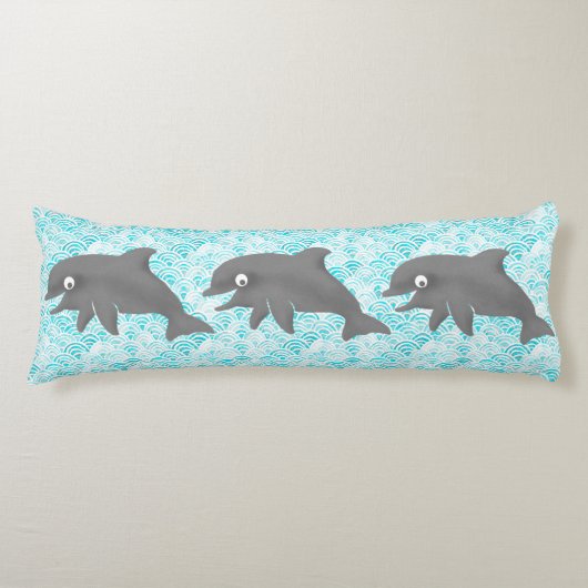 けいき水彩ドルフィンウェーブ及びプリドリバーシブル ボディピロー (正面)