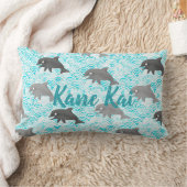 けいき水彩ドルフィンウェーブ及びプリドリバーシブル ランバークッション (ブランケット)